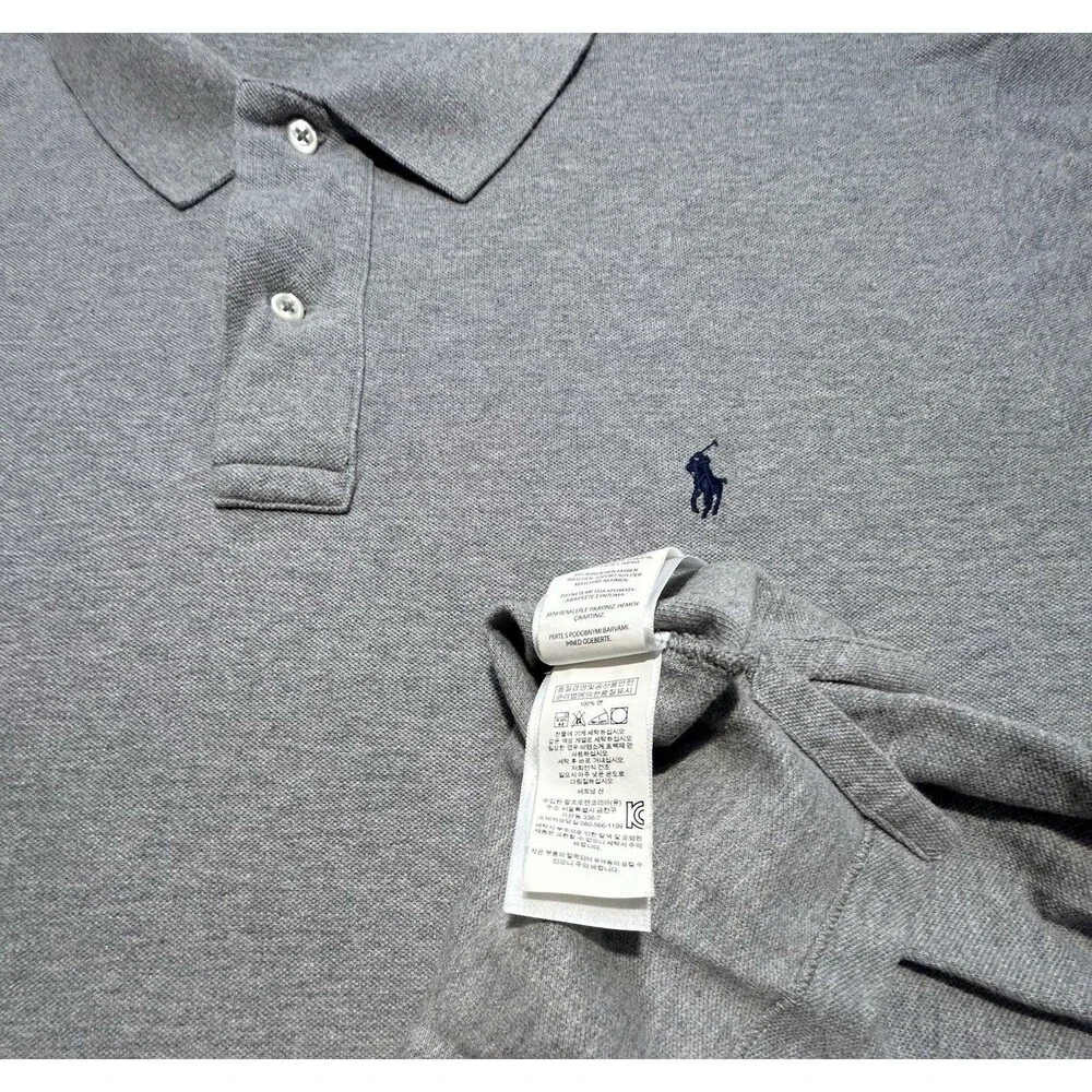 Polo Ralph Lauren Men Big & Tall 3XB 3X Big Gray Mesh Polo Shirt Andover Heather